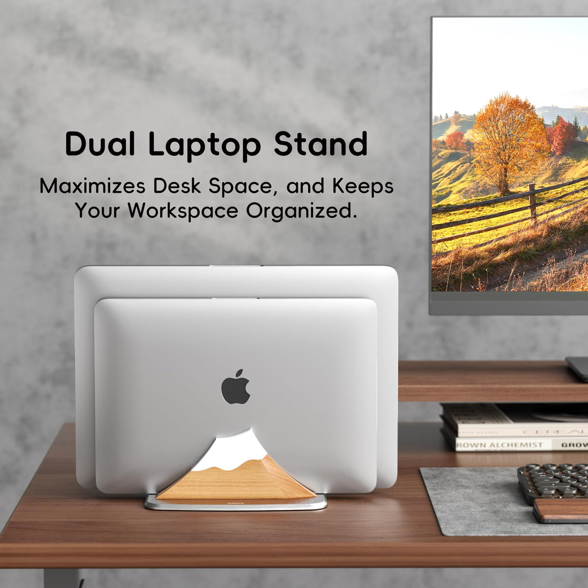 AFOOYO two laptops docked demonstrating space-saving organization