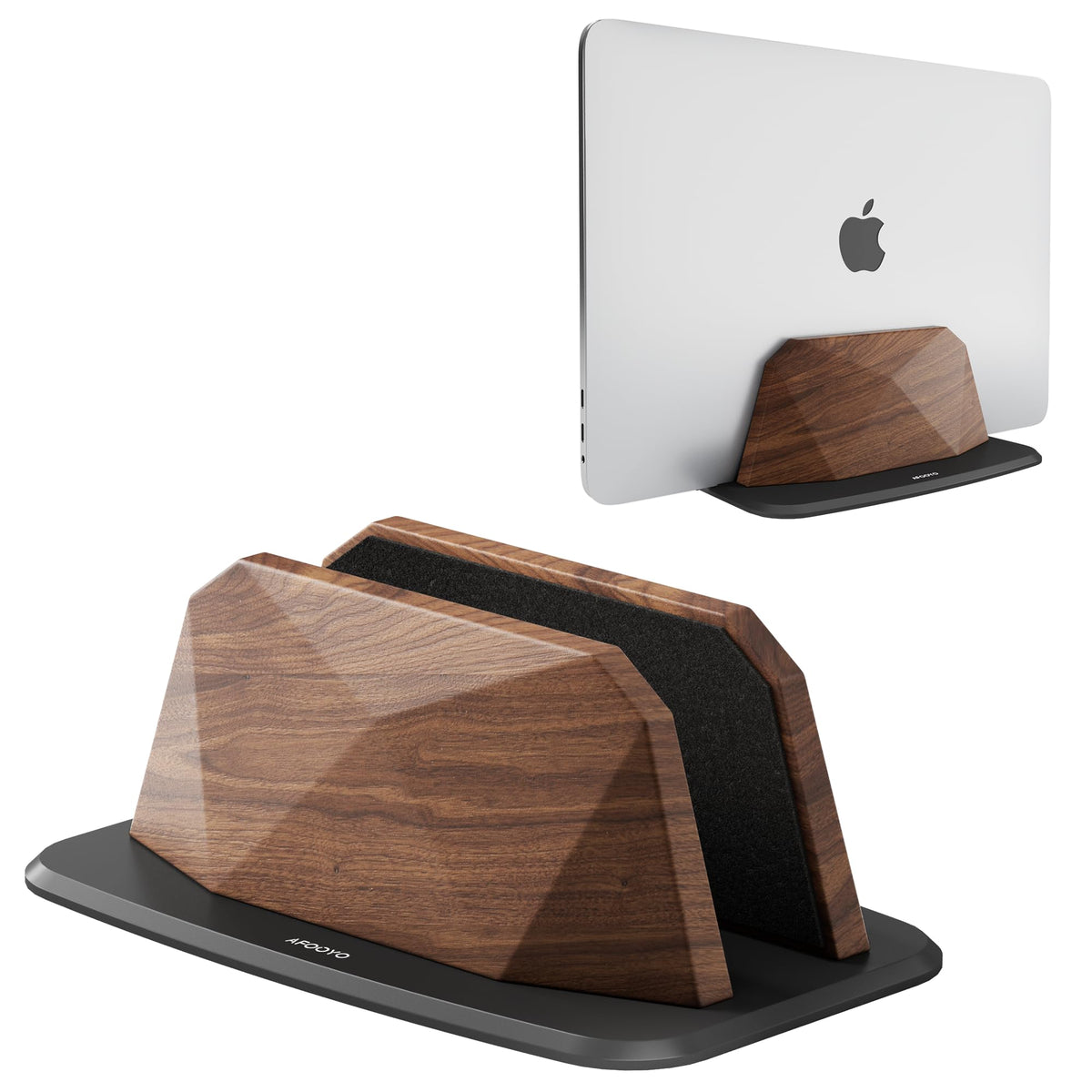 AFOOYO walnut front view showing elegant single-slot and slim profile, saves desk space