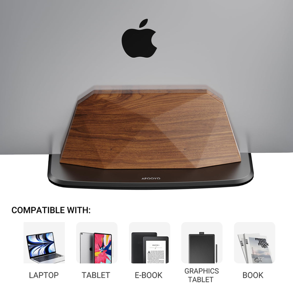 AFOOYO walnut side facets close-up highlighting geometric design and premium finish
