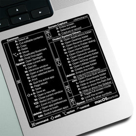 Afterplug macos shortcuts sticker for 13-16 inch MacBook Pro, 50+ shortcuts at a glance.
