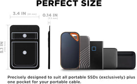 Afterplug stick-on pocket on laptop shows organized cables and small items