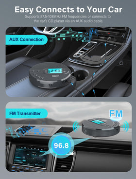 AFU CD player connected to car via AUX for reliable in-car audio