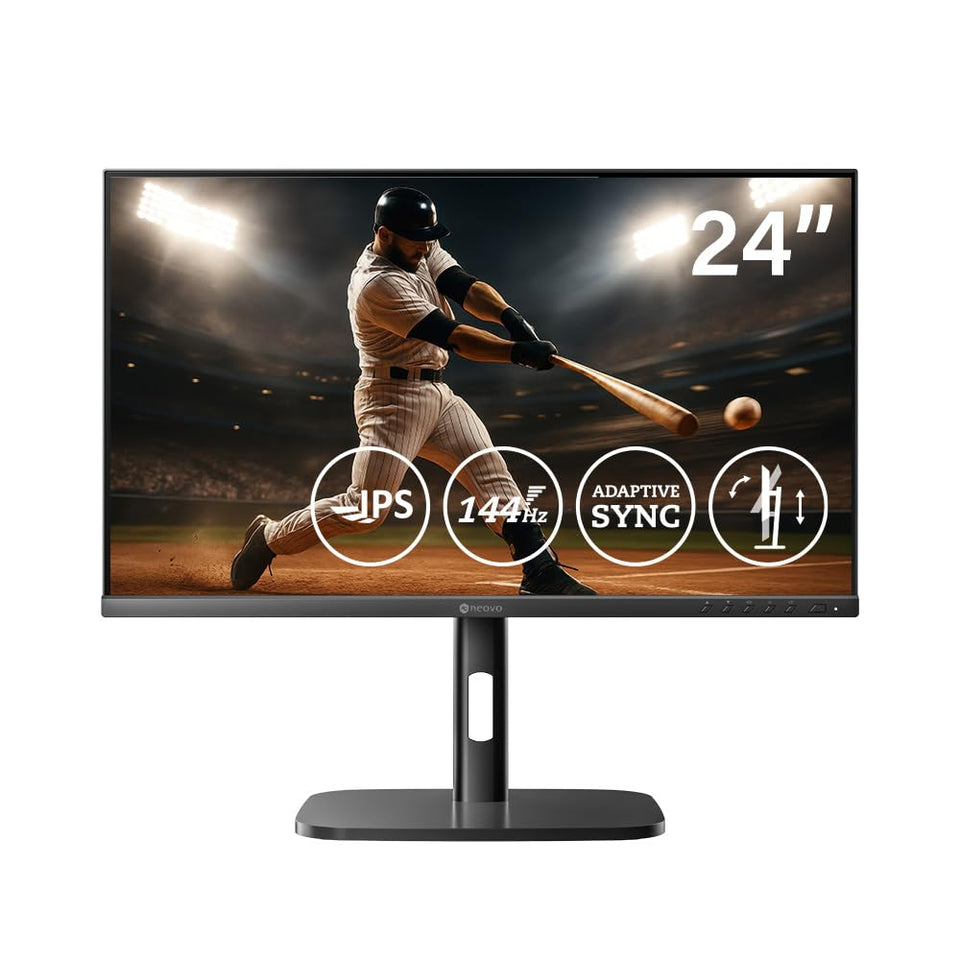 AG Neovo MH2404 with height-adjustable ergonomic stand for improved comfort
