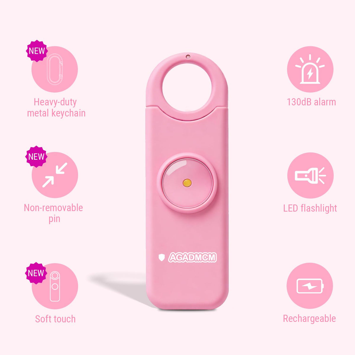 AGADMCM safety alarm with LED flashlight brightens dark paths during night runs.