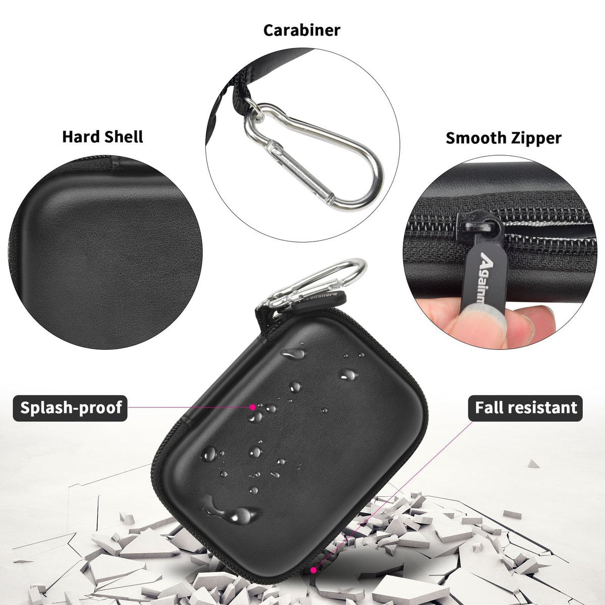 Againmore Plaud Note case mesh pocket stores cables neatly
