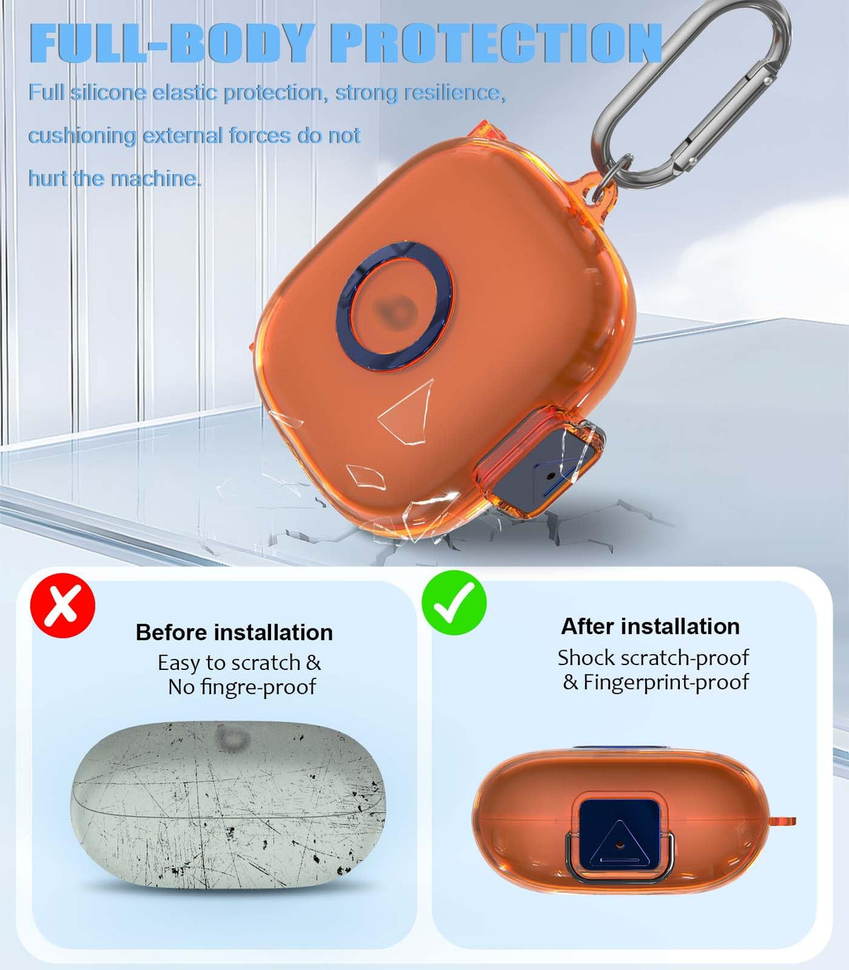 Interior soft silicone lining protecting the charging case