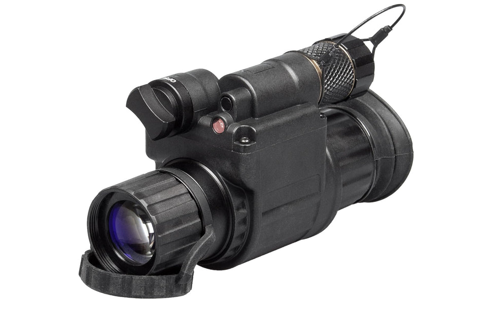 AGM Global Vision Wolf-14 NL1 monocular front view highlights compact design and night vision capability.