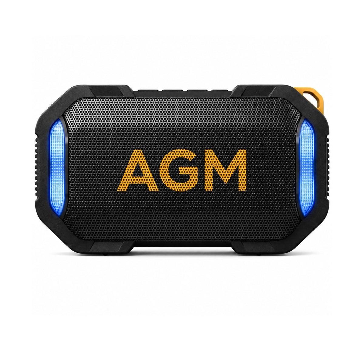 AGM MagROCK front view showing compact speaker and RGB lights, portable convenience