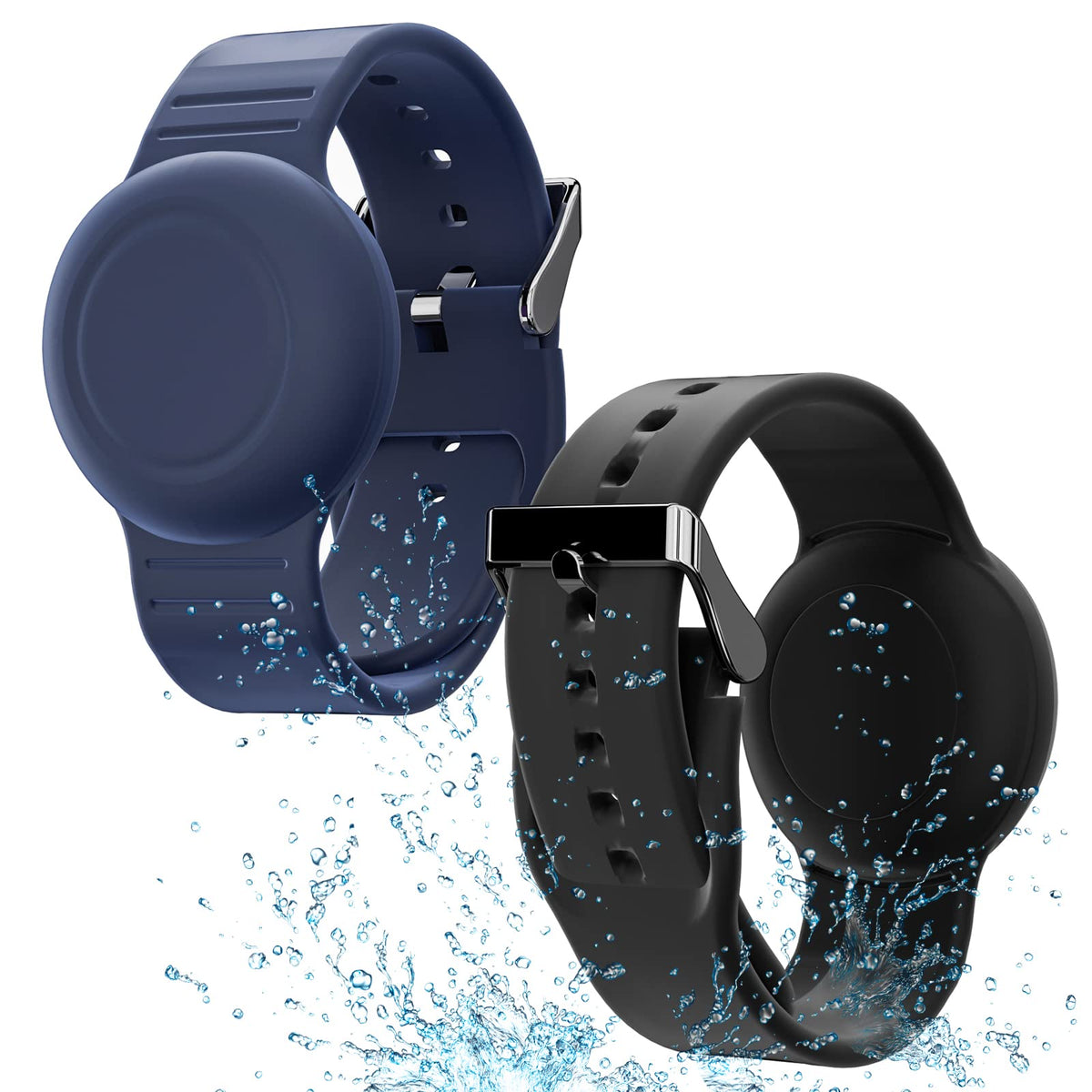 AGMZ AirTag waterproof bracelet for kids in black, ideal for active play.