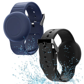 AGMZ AirTag waterproof bracelet for kids in black, ideal for active play.