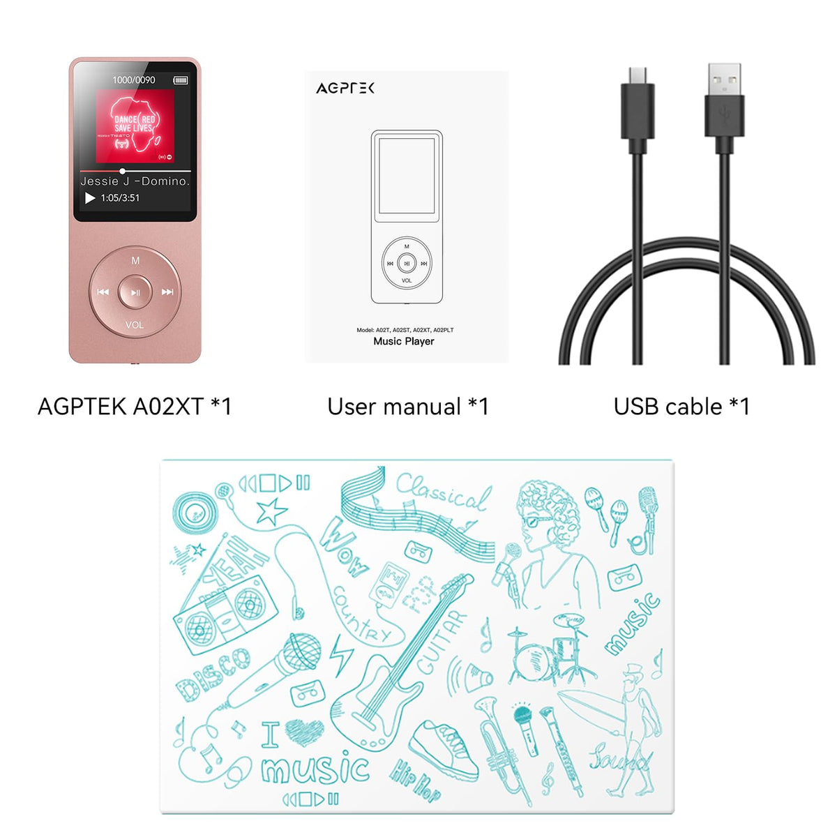 AGPTEK A02 lifestyle running use showing secure fit and hands-free music