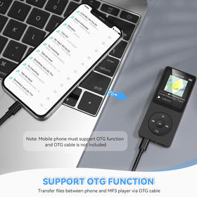 AGPTEK A02 connected to headphones during jogging for distraction-free listening