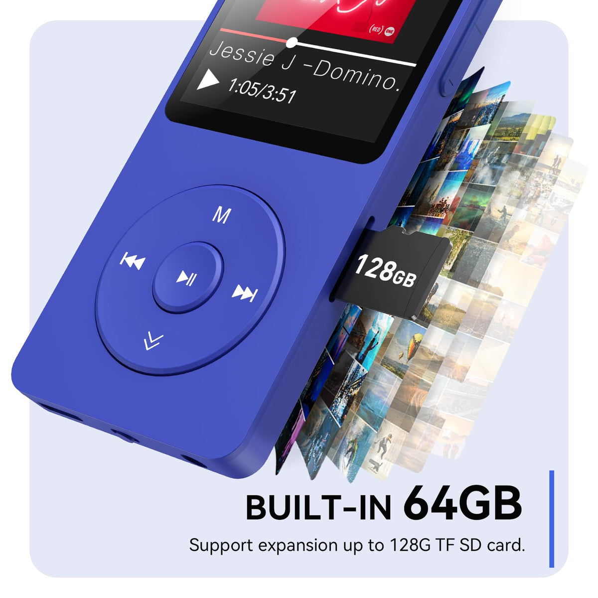 AGPTEK A02 paired with Bluetooth headphones during use, wireless listening freedom