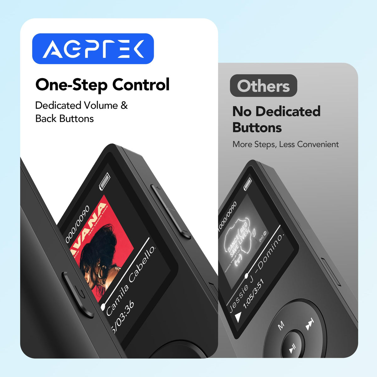 AGPTEK connected to laptop showing drag-and-drop music transfer convenience