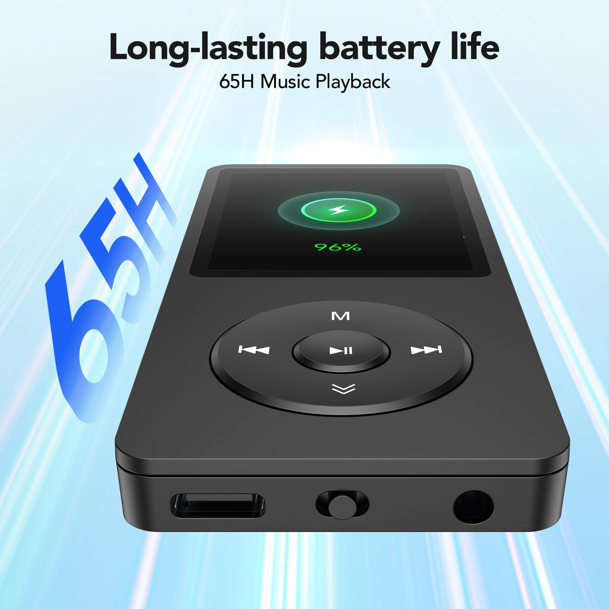 AGPTEK A02S in palm showing small scale for pocketable music on the go