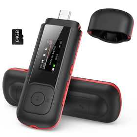 AGPTEK A55PL front view showing compact player and controls for easy navigation