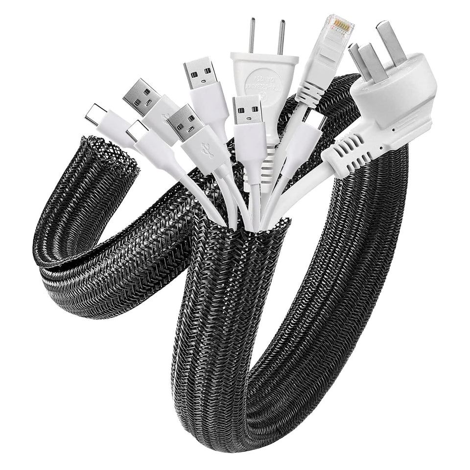 AGPTEK cable sleeve 10ft for desk organization keeps cords tidy and accessible.