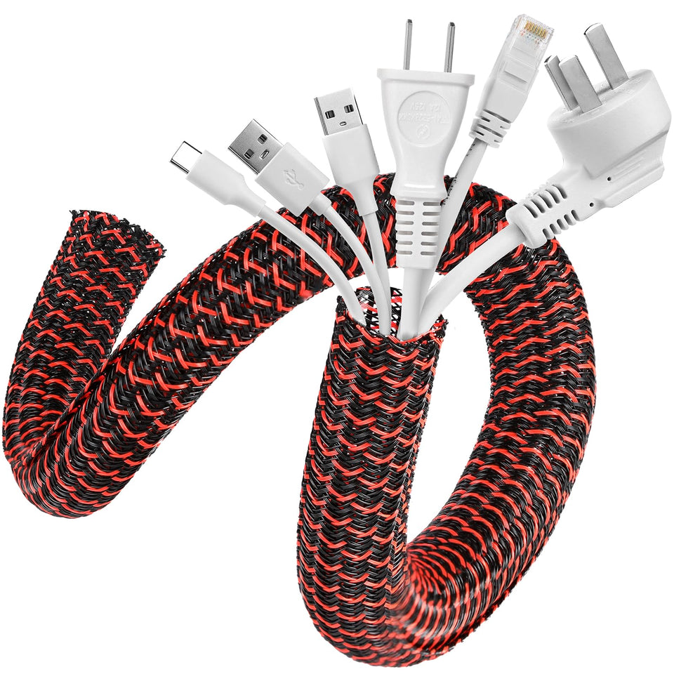 AGPTEK cable sleeve shows a 10ft length for tidy desk organization