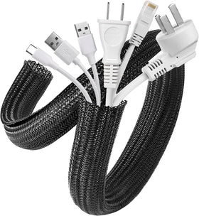 AGPTEK Cable Sleeve 20ft black keeps wires neat and protected.