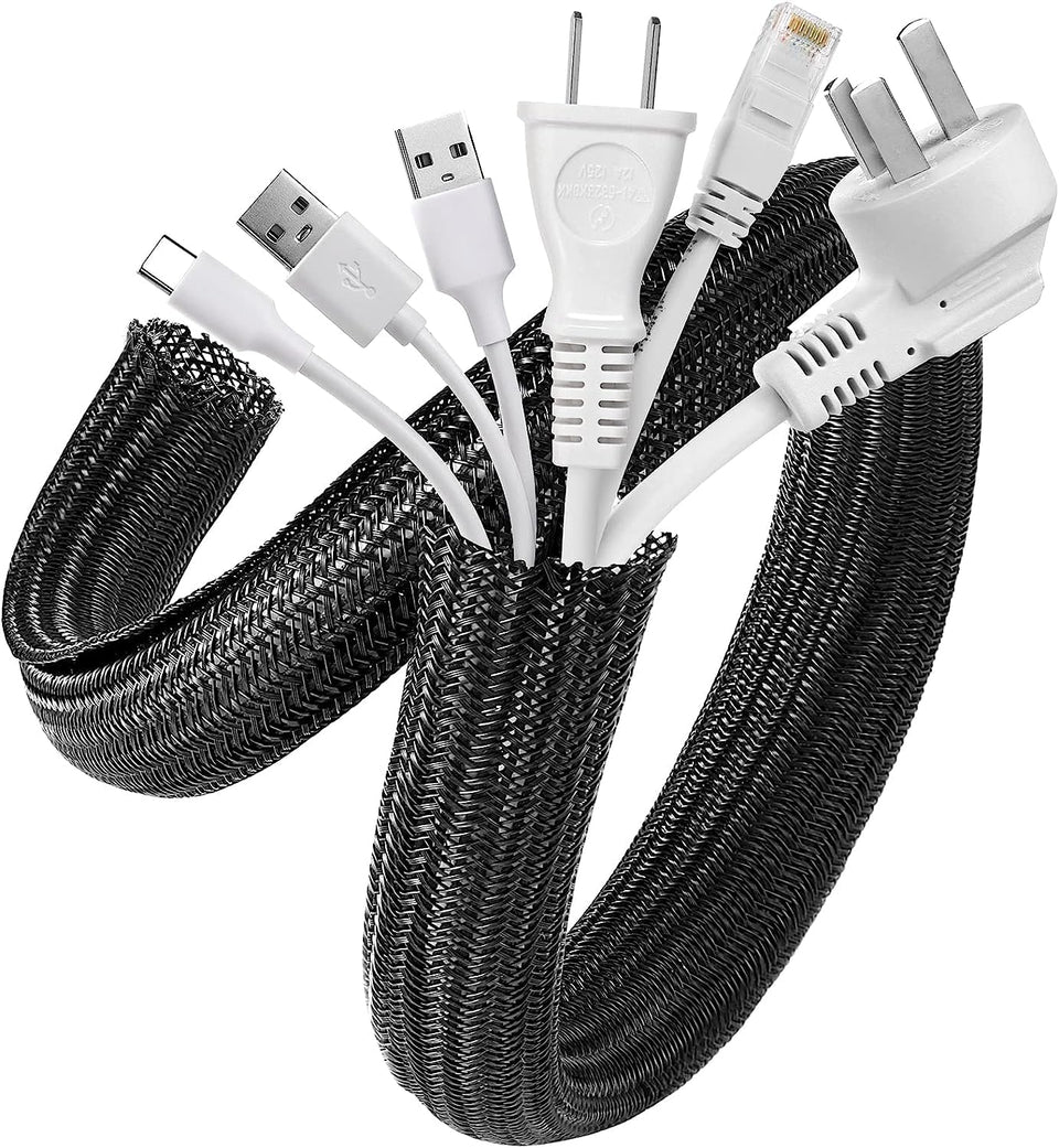 AGPTEK Cable Sleeve 20ft black keeps wires neat and protected.