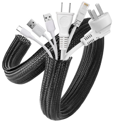 AGPTEK cable sleeve 2-pack around desk cables for a tidy home office setup
