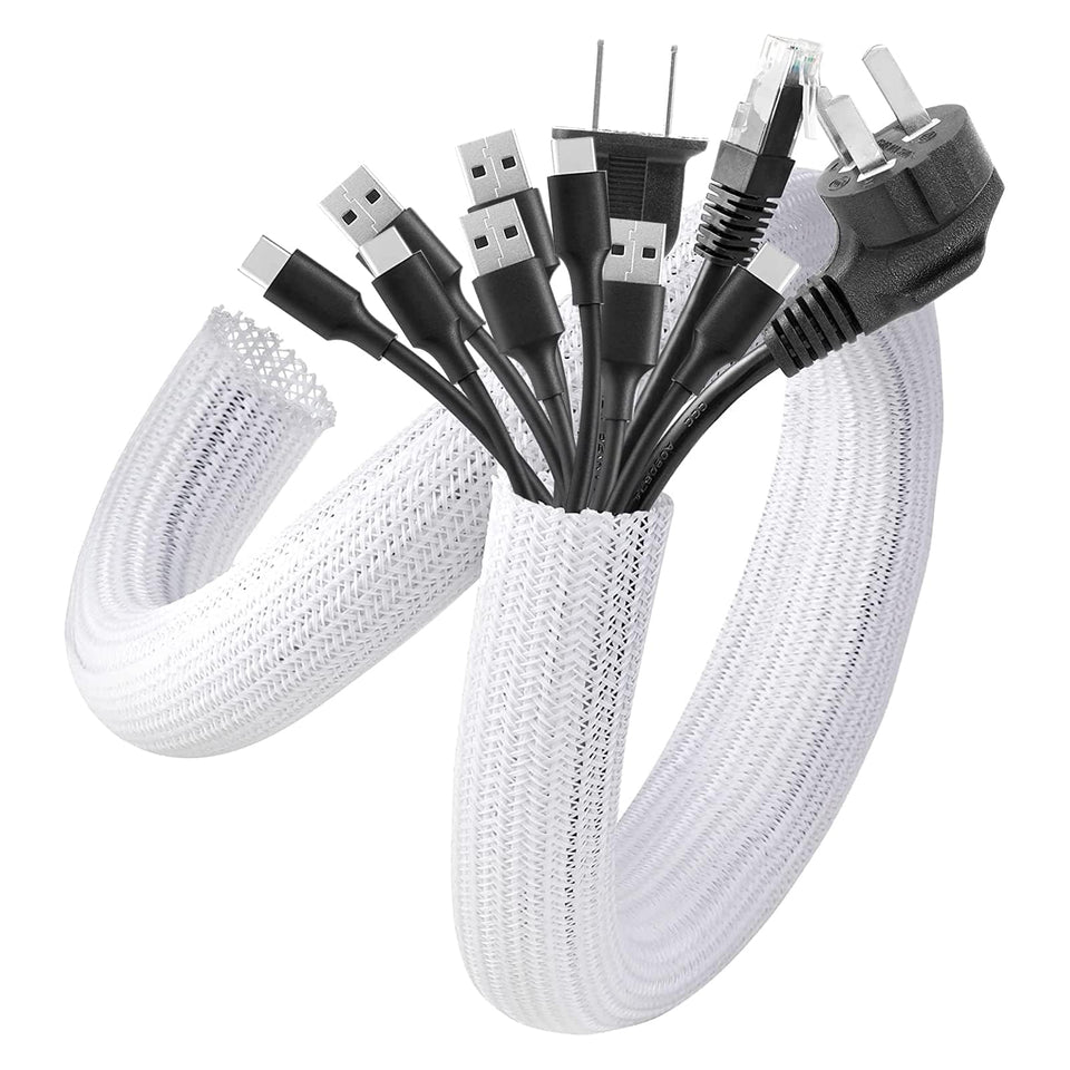 AGPTEK cable sleeve 5ft 2pack covers multiple cords for clutter free spaces