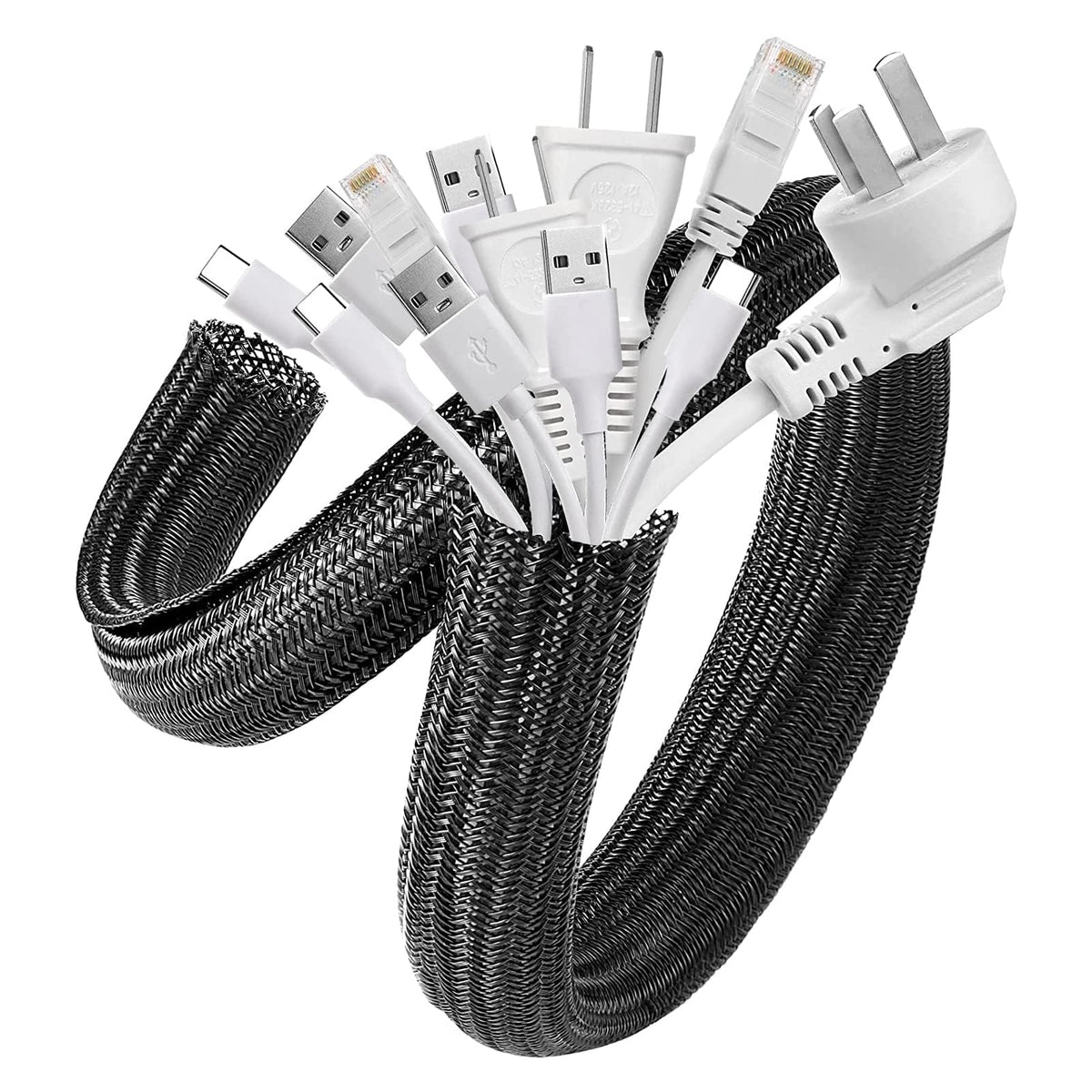 AGPTEK cable sleeve 5ft duo hides wires neatly and reduces desk clutter