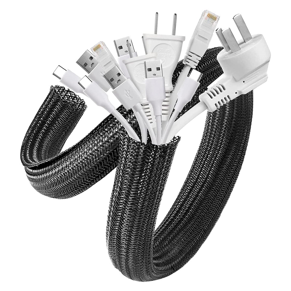 AGPTEK cable sleeve 5ft duo hides wires neatly and reduces desk clutter