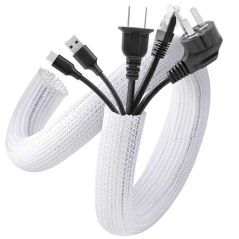 AGPTEK cable sleeve cover 10ft neatly conceals under-desk wires for a tidy workspace