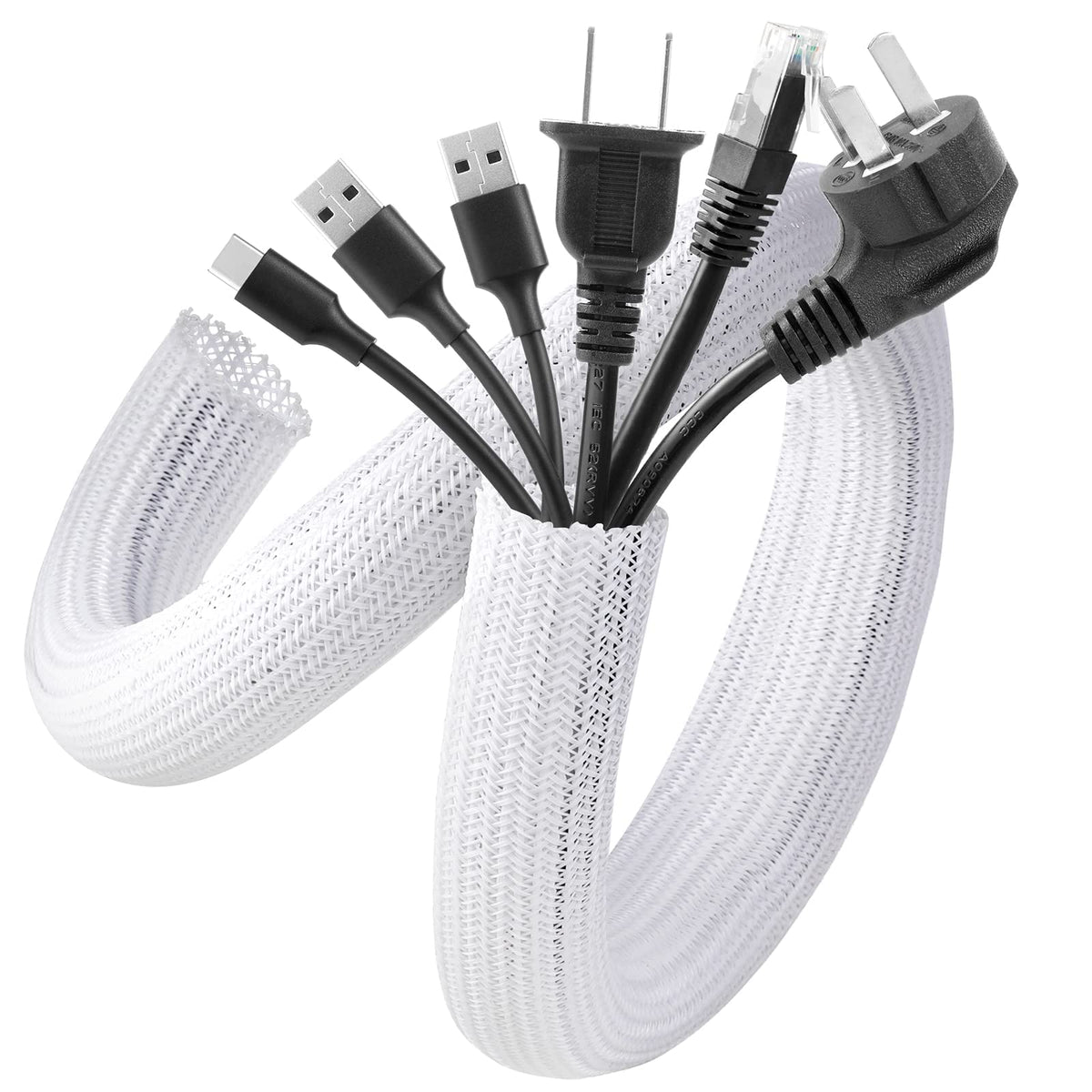 AGPTEK cable sleeve cover on desk cords keeps wires tidy and organized.