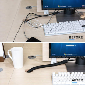 AGPTEK desk cable management hides wires behind monitors