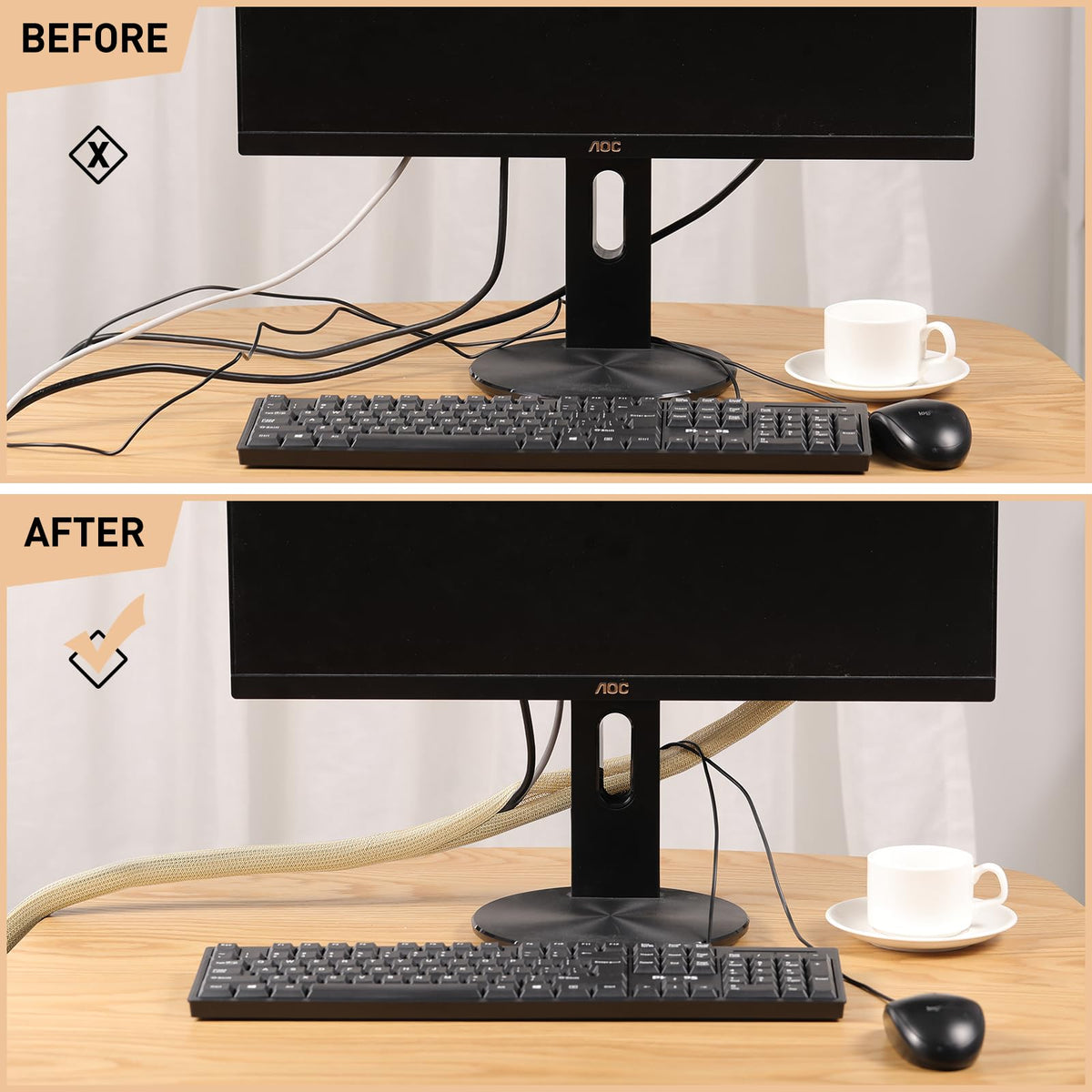 AGPTEK cable sleeve installation simplified for fast bundling and hiding wires