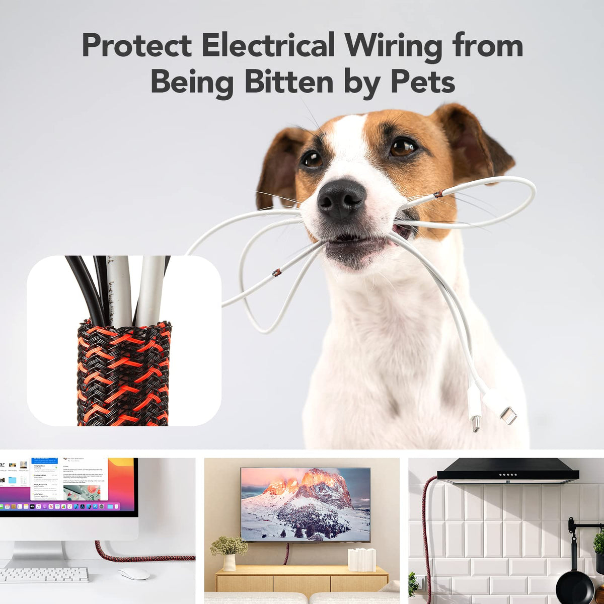 AGPTEK cable sleeve pet-proof design protects wires from pets