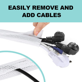 AGPTEK Cable Sleeve 25ft pet-safe material prevents chewing and protects cords.