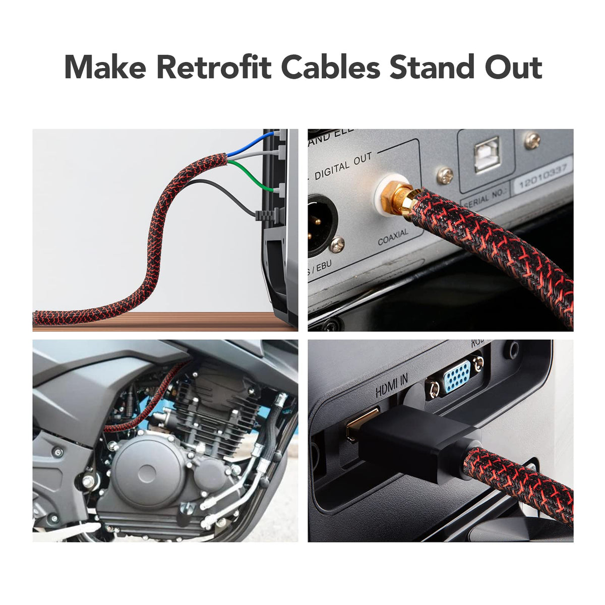 AGPTEK cable sleeve self-closing design keeps cords tidy