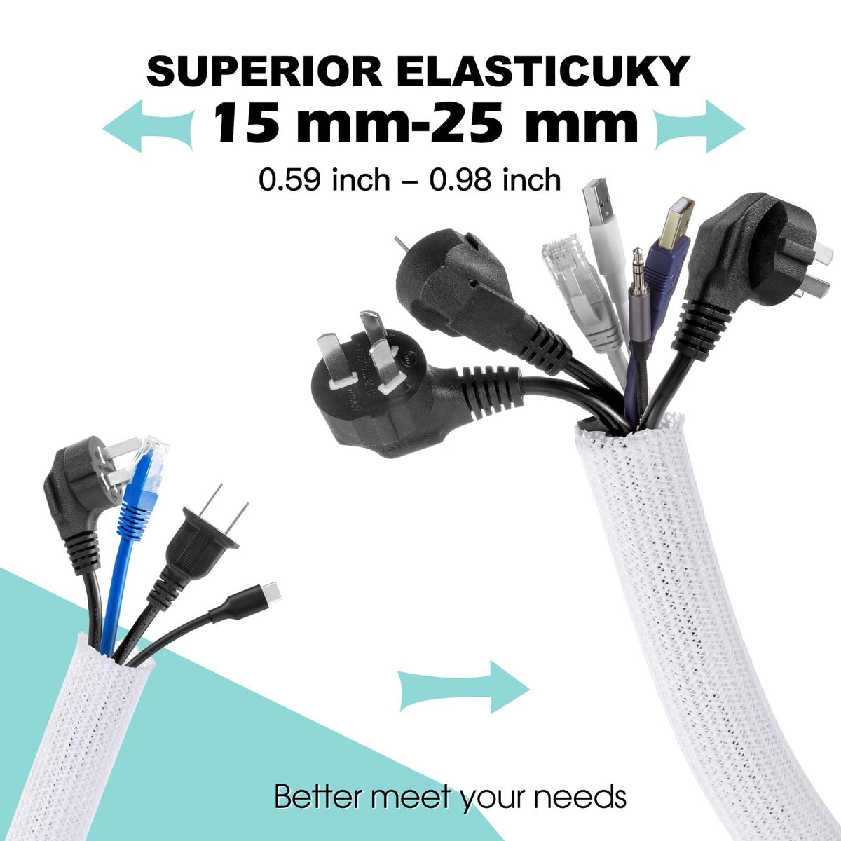 AGPTEK cable sleeve with self-closing design neatly hides wires.