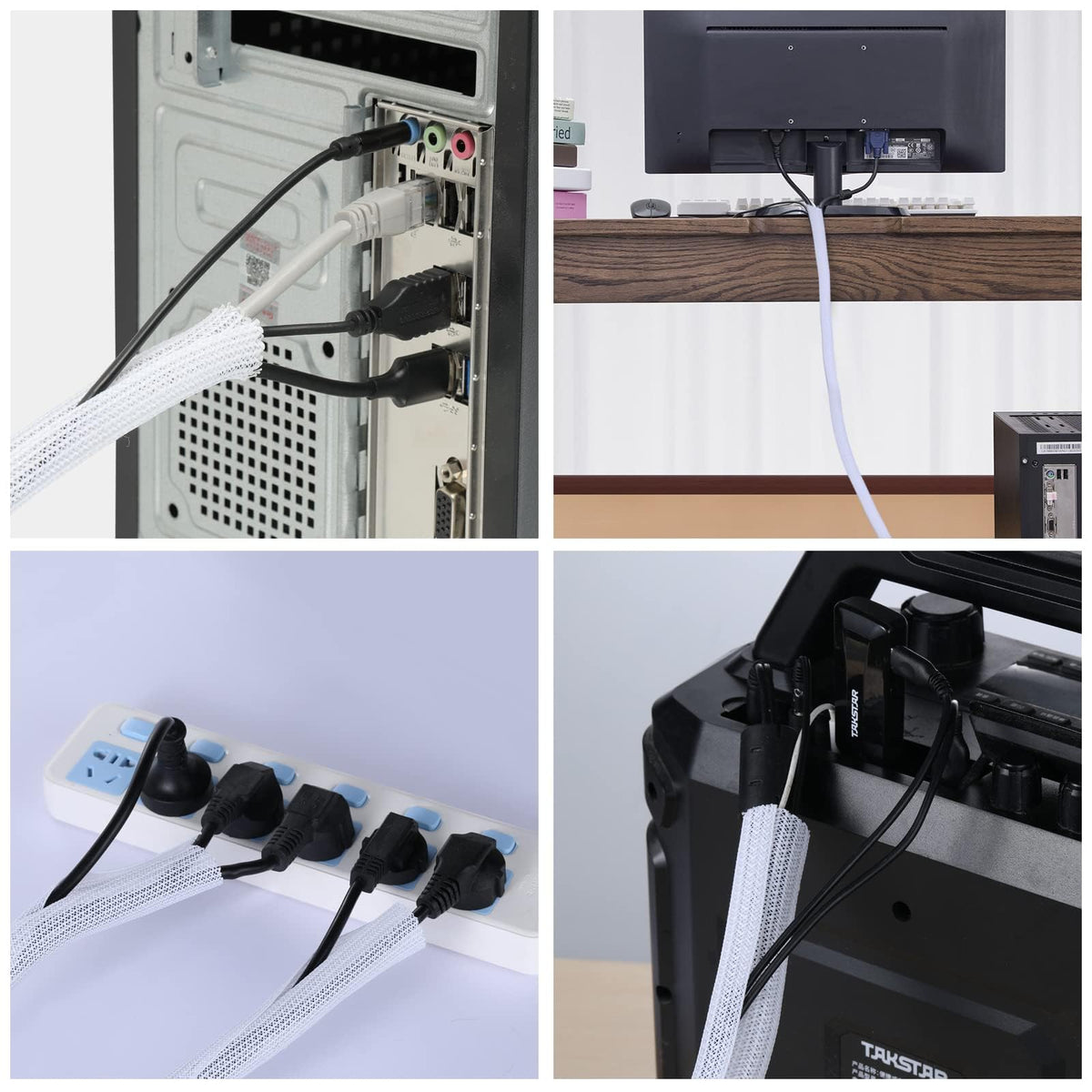 AGPTEK cable sleeve under desk hides cables behind furniture