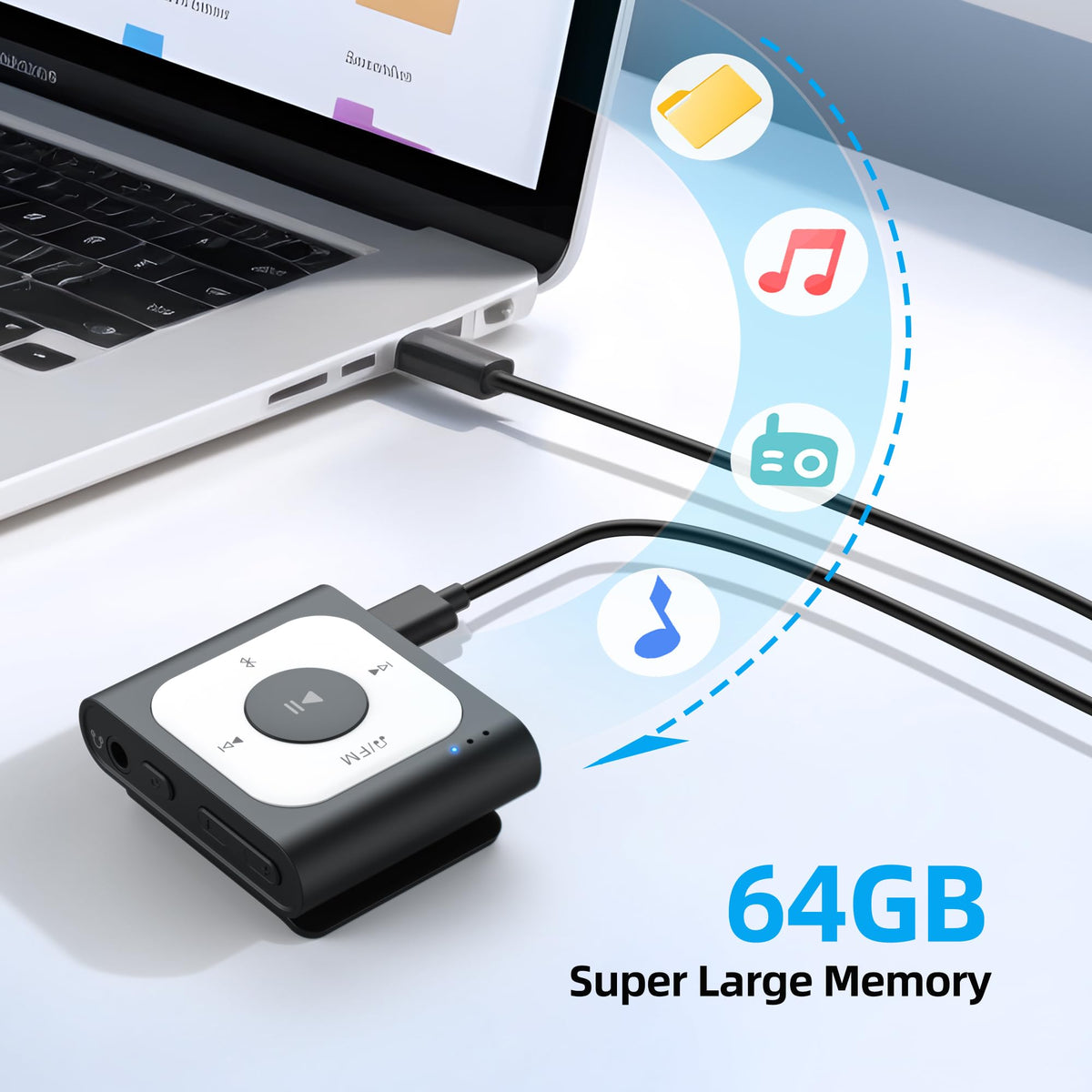 AGPTEK paired with headphones showing Bluetooth connection simplicity