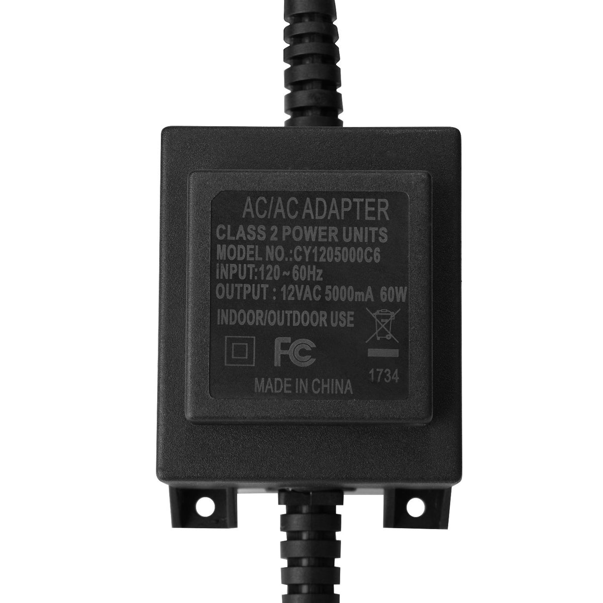 AGPTEK label close-up displaying input output specs and 60W rating for clear identification