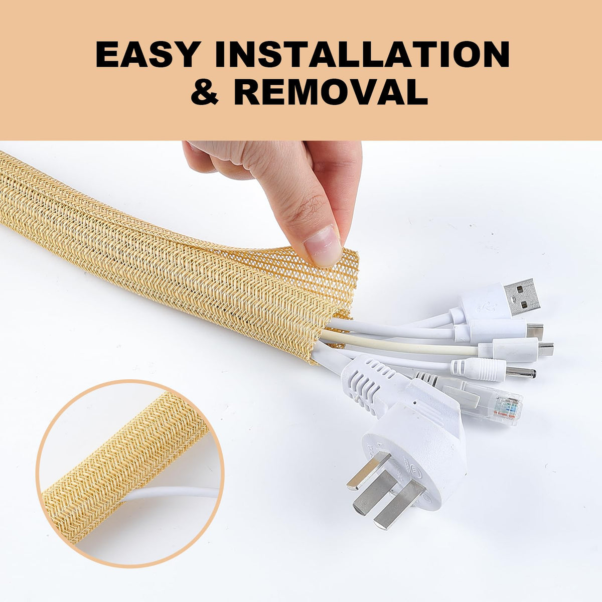 Flame-retardant AGPTEK sleeve supports safe wiring setups.
