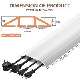 AGPTEK floor cable cover, close-up of three channels keeping cables organized