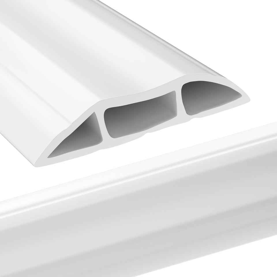 AGPTEK floor cable cover, side view concealing cords for cleaner floors
