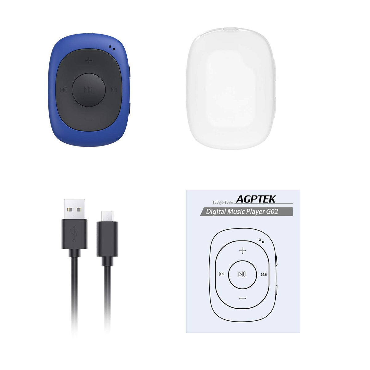 AGPTEK G02 earphones not included; use your own headphones for immediate listening