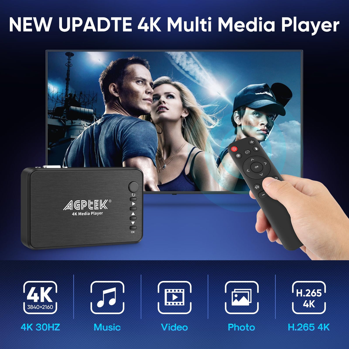 AGPTEK HDMI, VGA, and AV outputs enabling versatile screen connections.