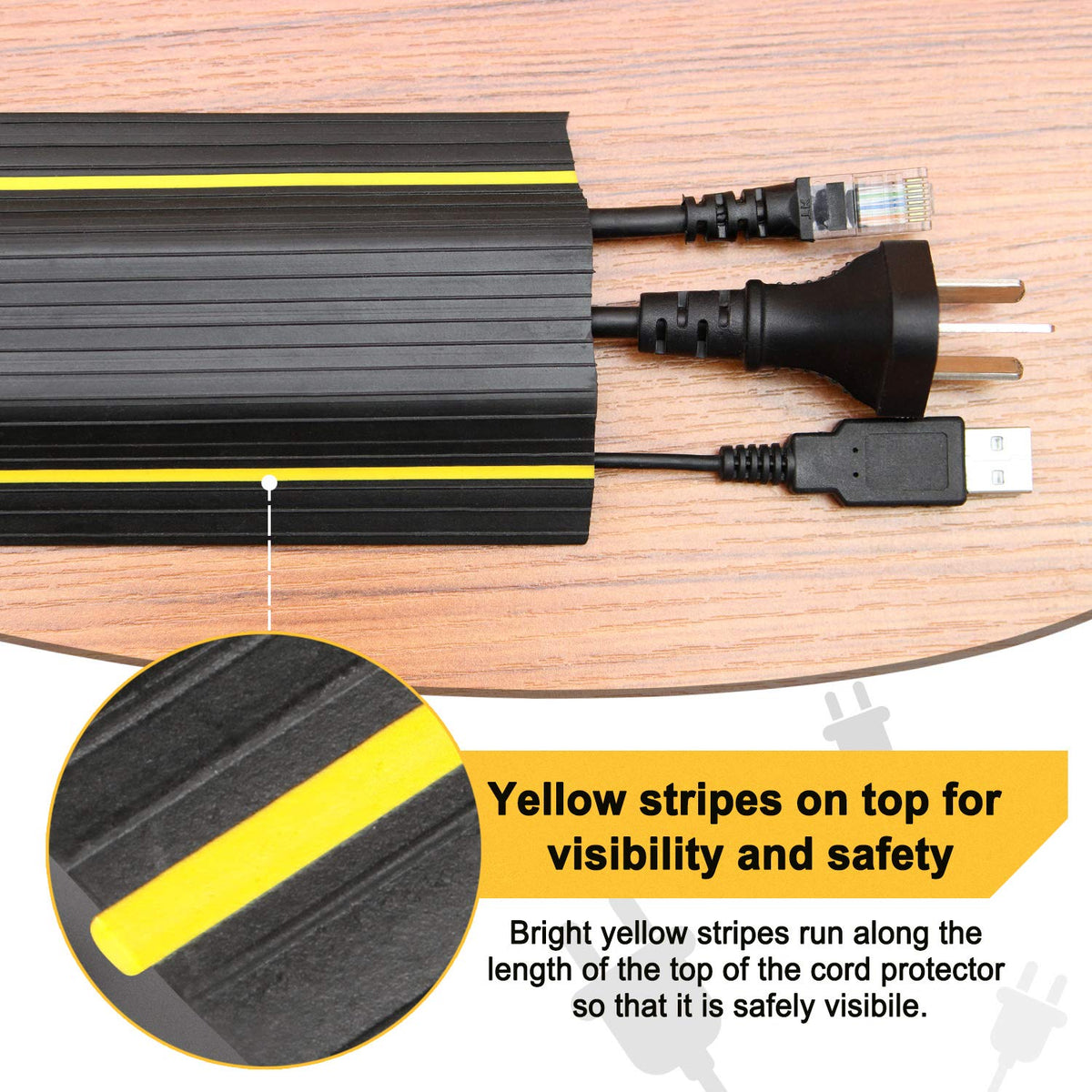 AGPTEK indoor outdoor floor cable protector installed along hallway and patio
