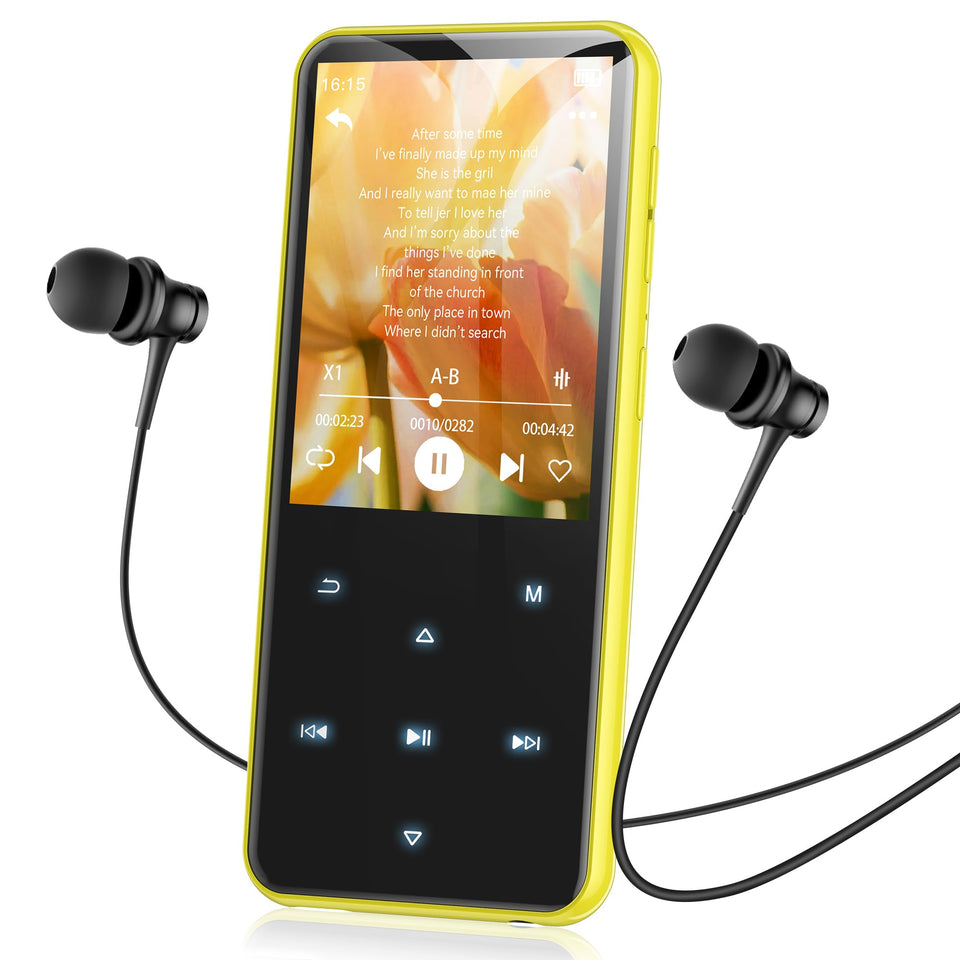 AGPTEK M3 yellow front view showing buttons and screen, clear control convenience