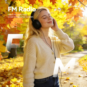 AGPTEK M3 paired with Bluetooth headphones, wireless playback freedom