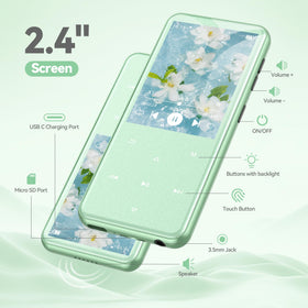 AGPTEK M3 screen with album art conveying HiFi playback and clear UI