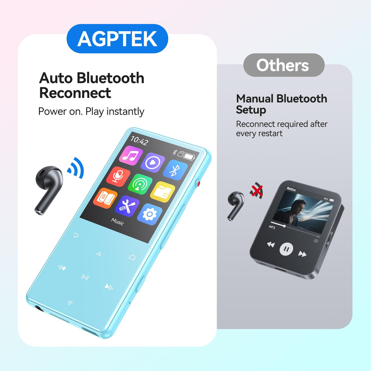 AGPTEK M6 built-in speaker producing sound for quick hands-free listening