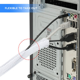 AGPTEK pet-proof sleeve guarding cords against curious animals.